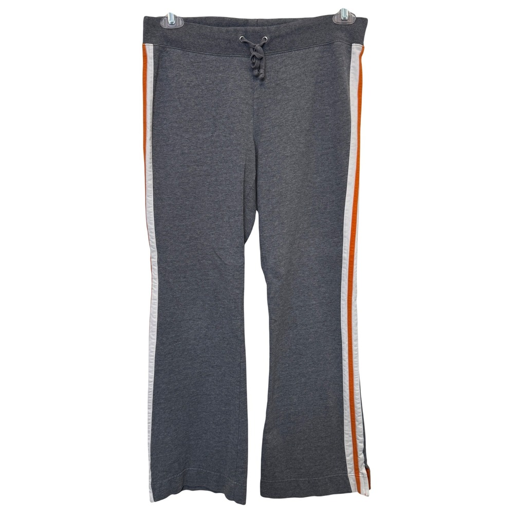 Lady Foot Locker Womens Sweatpants M Gray Orange Stripe Flare Y2K Sporty